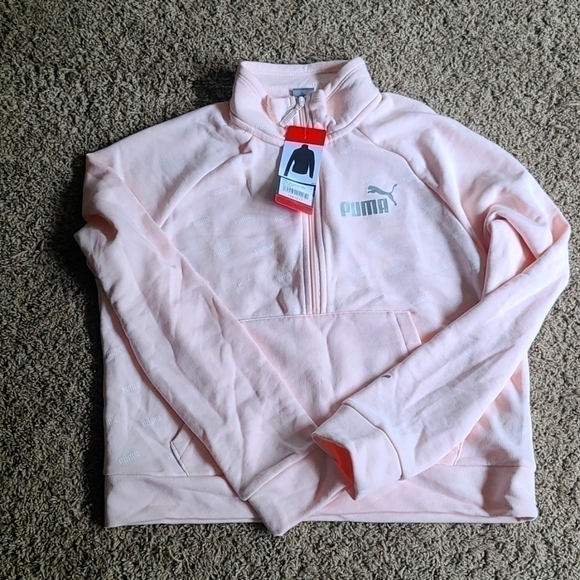Puma Ladies' Half Zip Kangaroo Pocket Pullover, Rosewater Medium - NEW - Picture 3 of 9